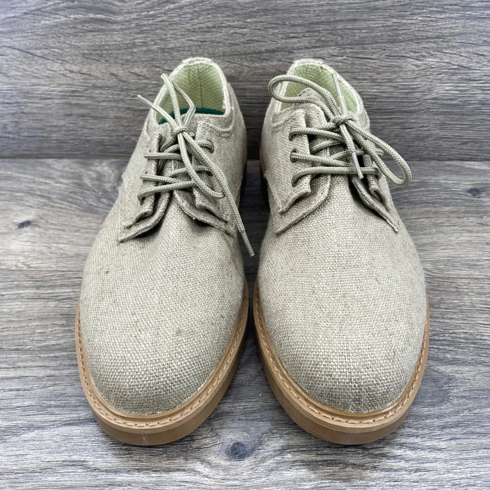 Canvas Derby Shoes Mens 8.5 Oatmeal Beige Lace Up Low Top Gum Sole
